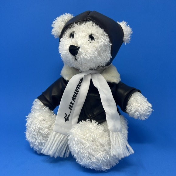 Steven Smith Jet Aviation Bear in Faux Leather Flight Suit 10" Plush Stuffed Toy - Picture 10 of 16